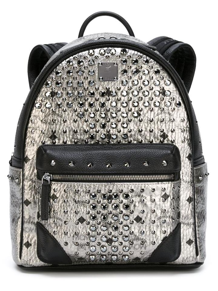 Mcm Small Diamond Stark Backpack, Grey, Calf Leather/metal Other