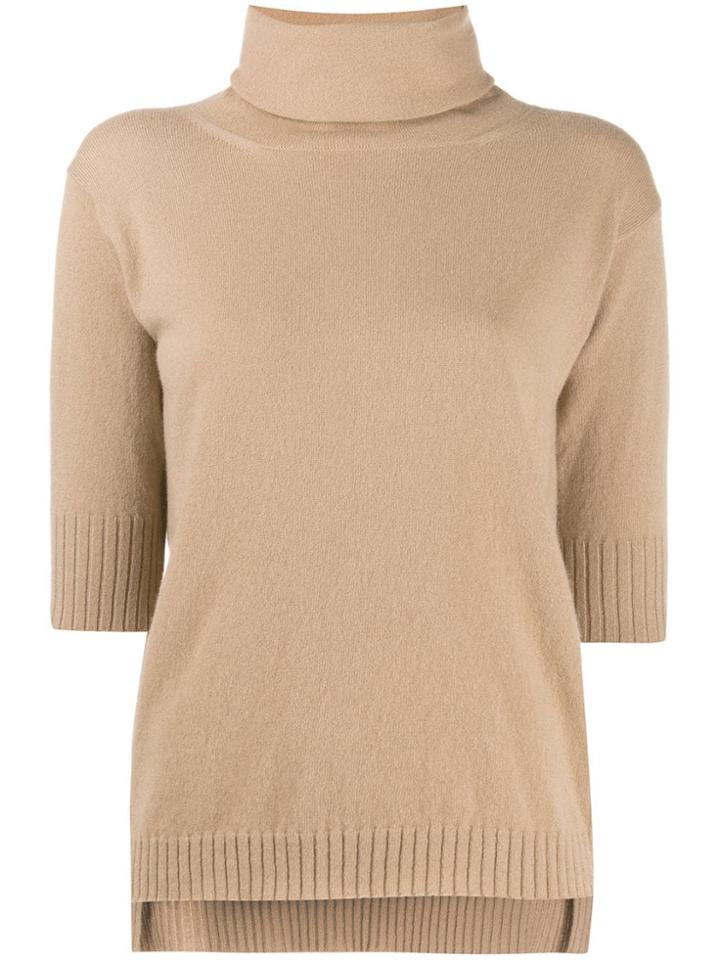 Malo Cashmere Roll Neck Top - Neutrals