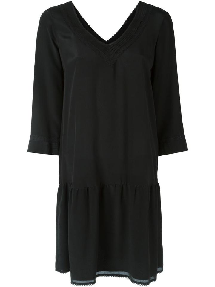 Twin-set V-neck Shift Dress, Women's, Size: L, Black, Silk/cotton/polyester