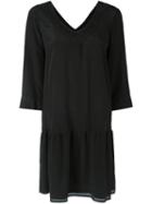 Twin-set V-neck Shift Dress, Women's, Size: L, Black, Silk/cotton/polyester