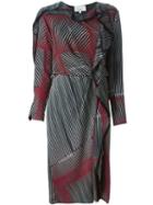 3.1 Phillip Lim Striped Ruffled Dress, Women's, Size: 4, Red, Silk