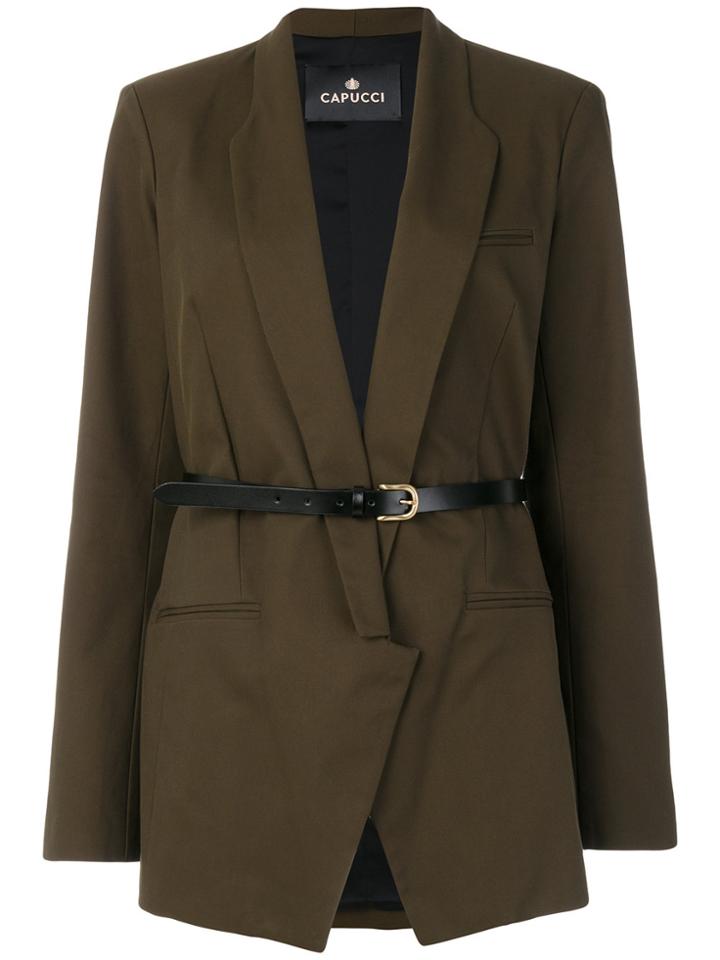 Capucci Belted Fitted Blazer - Green