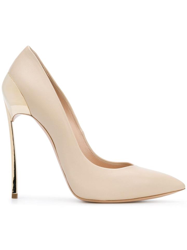 Casadei Blade Pointed Toe Pumps - Neutrals