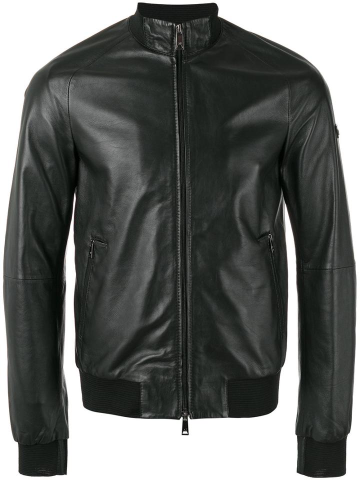 Armani Jeans - High Collar Jacket - Men - Leather/polyester/spandex/elastane - 56, Black, Leather/polyester/spandex/elastane