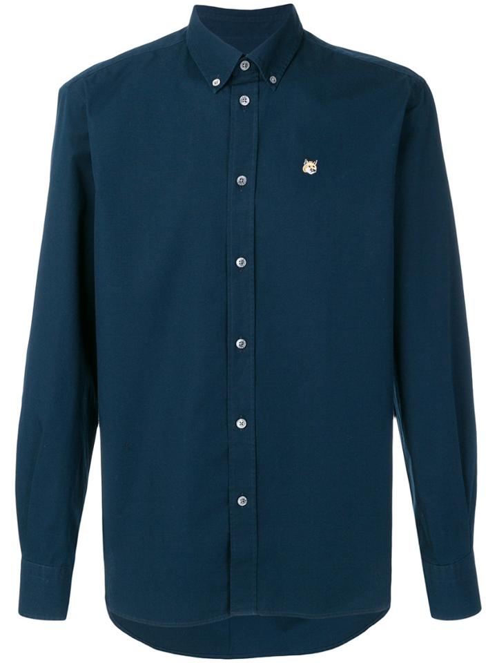 Maison Kitsuné Button Down Logo Shirt - Blue