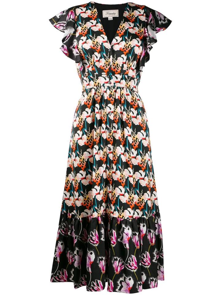 Temperley London Contrast Floral Print Dress - Black