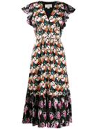 Temperley London Contrast Floral Print Dress - Black