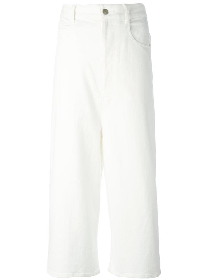 Tsumori Chisato Cropped Trousers, Women's, Size: Small, White, Cotton/polyurethane