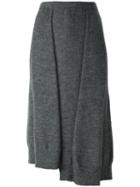 Yohji Yamamoto Ribbed Straight Skirt, Women's, Size: 2, Grey, Wool/mohair/nylon