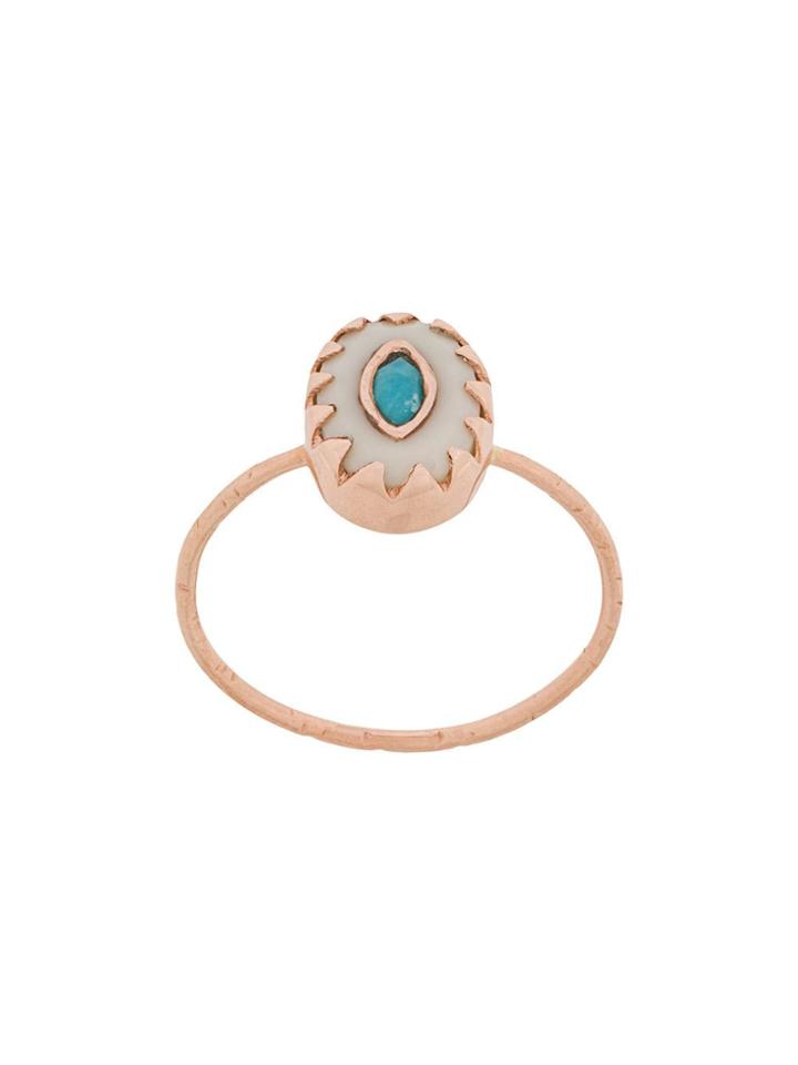 Pascale Monvoisin 9kt Rose Gold Montauk White Turquoise Ring