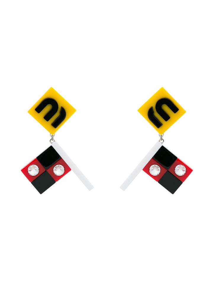 Miu Miu Plexiglass Earrings With Crystal Embellishment - Blue