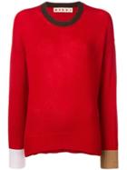 Marni Contrast Trim Jumper - Red