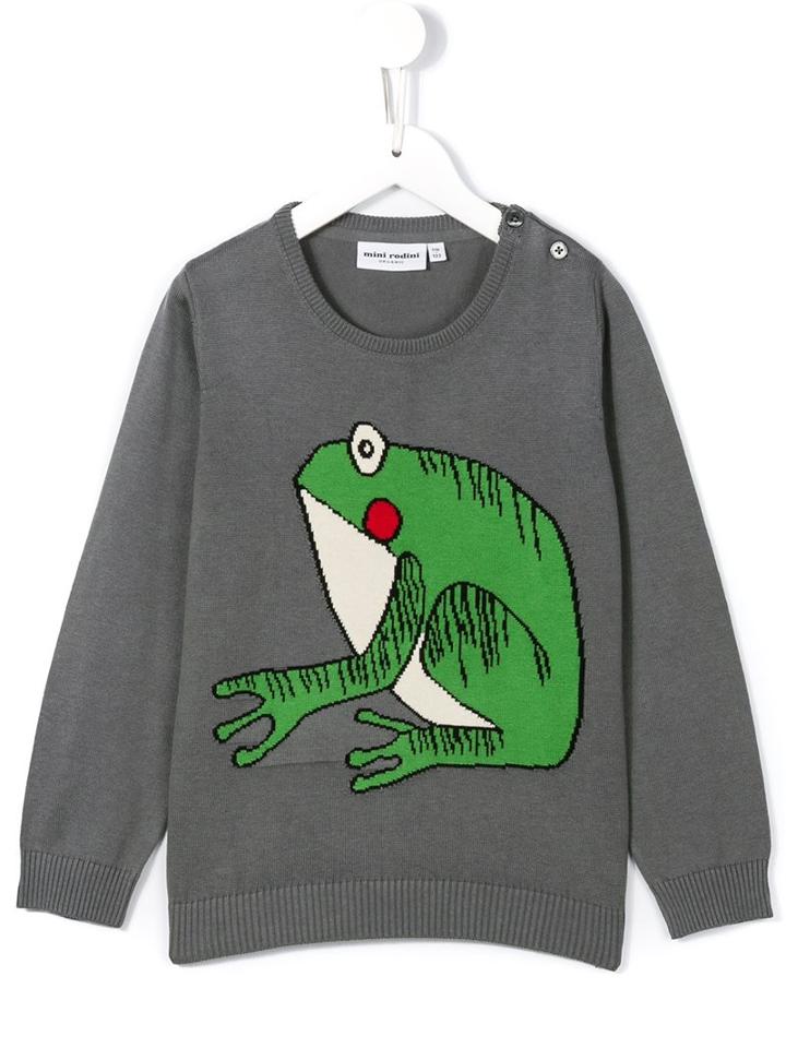 Mini Rodini Frog Intarsia Jumper, Boy's, Size: 7 Yrs, Grey
