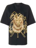 Balmain Wolf Embellished T-shirt - Black