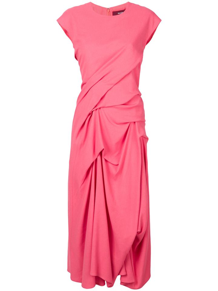 Sies Marjan Ruched Midi Dress - Pink & Purple