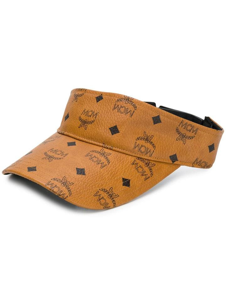 Mcm Logo Printed Visor Cap - Brown