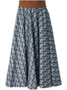 Marni Floral Print Skirt, Women's, Size: 40, Blue, Cotton/polyester/spandex/elastane