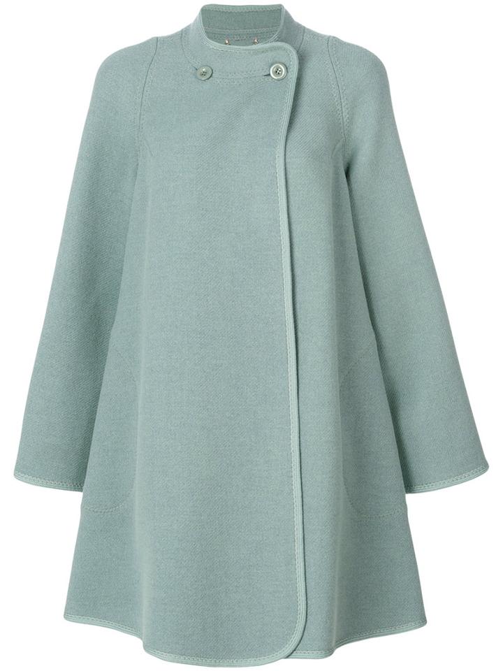 Chloé - Flared Trapeze Coat - Women - Polyamide/virgin Wool - 36, Green, Polyamide/virgin Wool