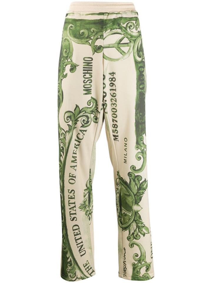 Moschino Dollar Bill Print Track Pants - Green