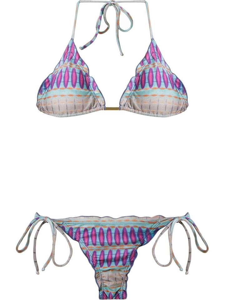 Brigitte Abstract Print Triangle Bikini Set, Women's, Size: P, Pink/purple, Polyamide/spandex/elastane
