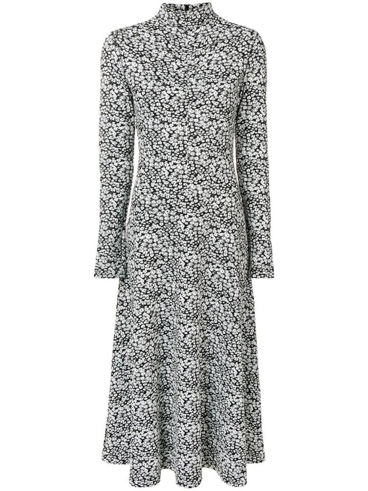Cédric Charlier Floral Print Flared Dress - Black