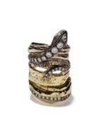 Hunrod 18kt Yellow And White Diamond Snake Ring - Yellow Gold White