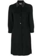 Boutique Moschino - Studded Collar Shirt Dress - Women - Polyester/triacetate - 44, Black, Polyester/triacetate