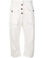 Brag-wette Cropped Button-up Trousers - White