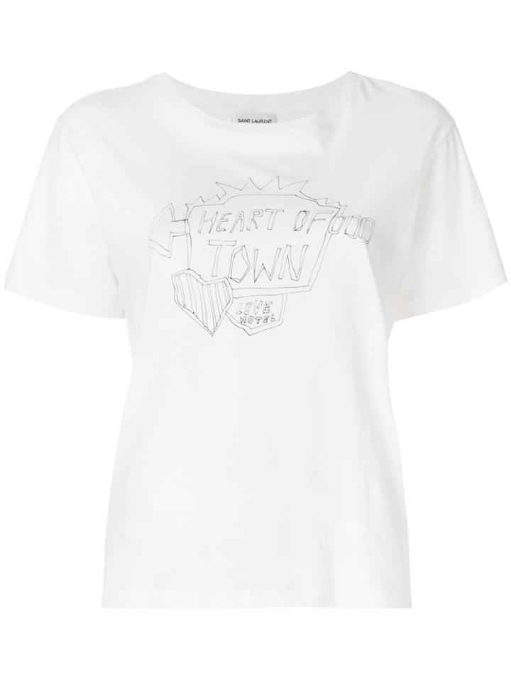 Saint Laurent Slogan T-shirt - White