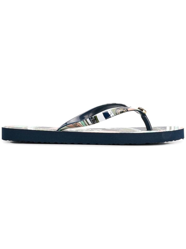 Tory Burch Printed Flip Flops - Blue