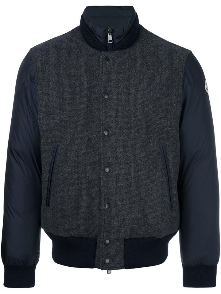 Moncler 'poirier' Reversible Bomber Jacket, Men's, Size: 2, Grey, Cotton/feather Down/polyamide/virgin Wool