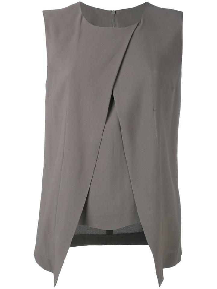 Eleventy - Folded Details Blouse - Women - Spandex/elastane/viscose - 40, Brown, Spandex/elastane/viscose