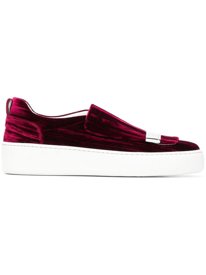Sergio Rossi Velvet Skater Sneakers - Red