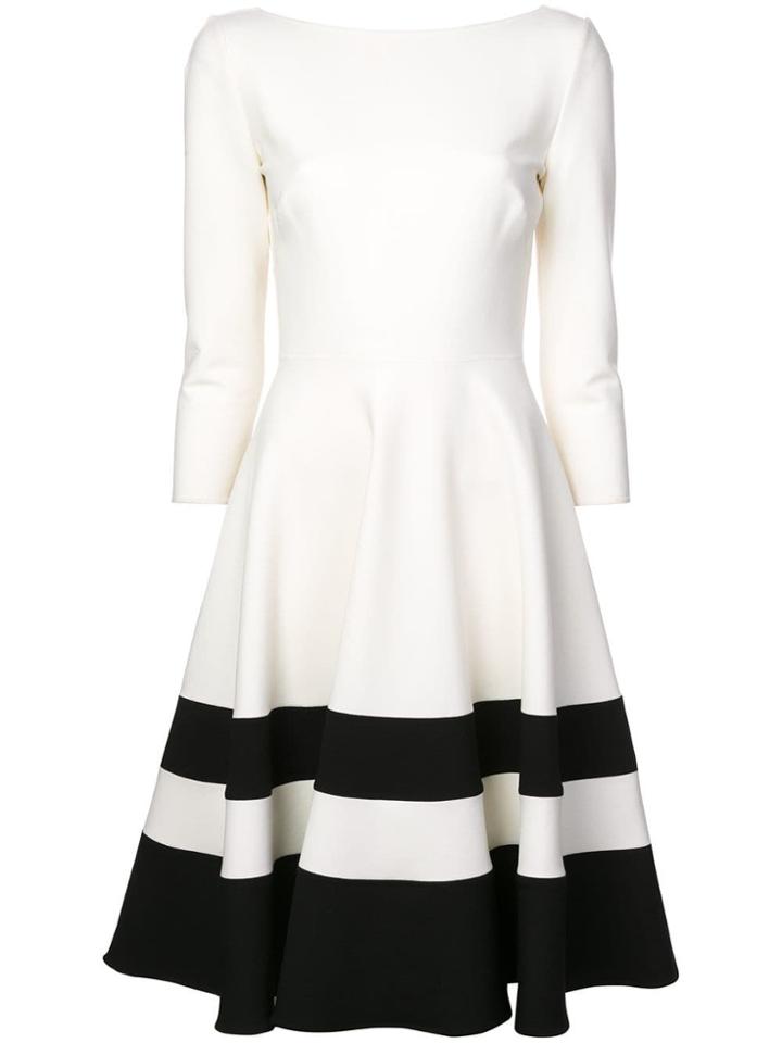 Carolina Herrera Striped Hem Skater Midi Dress - Black