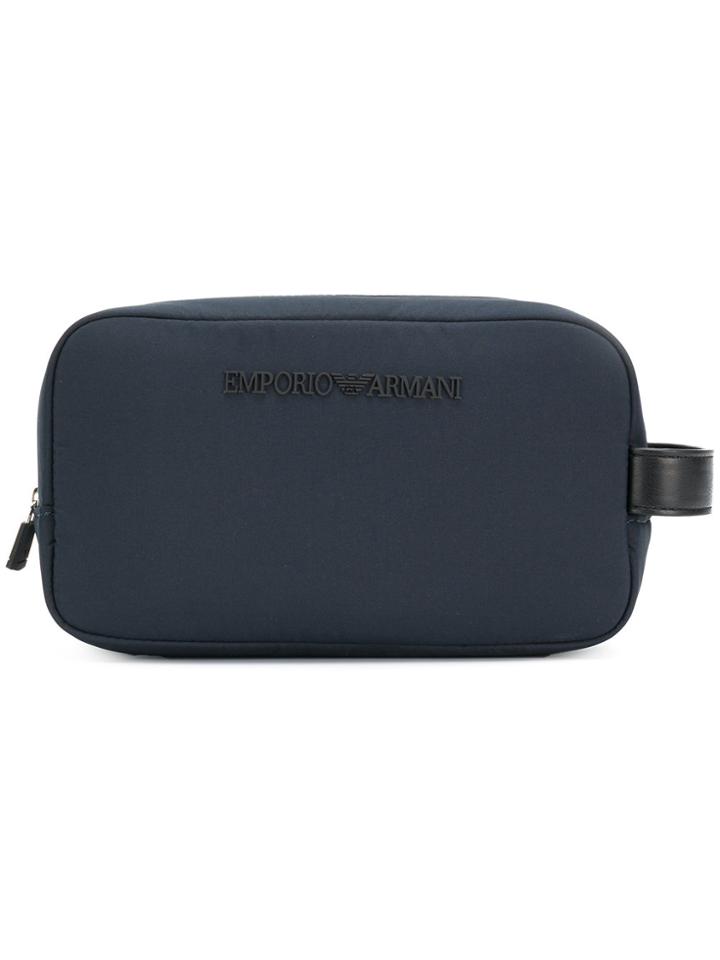Emporio Armani Front Logo Wash Bag - Blue
