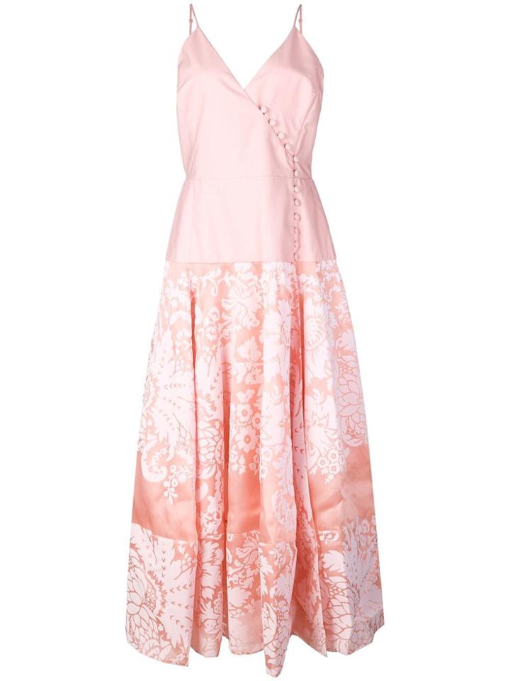 Rosie Assoulin Damask Wrap Front Midi Dress - Pink