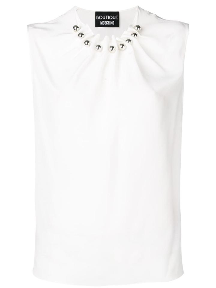 Boutique Moschino Beaded Collar Blouse - White