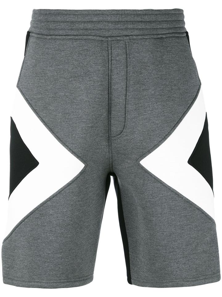 Graphic Track Shorts - Men - Cotton/polyurethane/spandex/elastane/viscose - M, Grey, Cotton/polyurethane/spandex/elastane/viscose, Neil Barrett