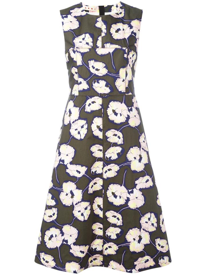 Marni Whisper Print A-line Dress - Green