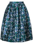 Oscar De La Renta Printed Shiny Skirt - Blue