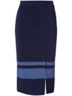 Jonathan Simkhai - Side Slit Straight Skirt - Women - Nylon/spandex/elastane/rayon - L, Blue, Nylon/spandex/elastane/rayon