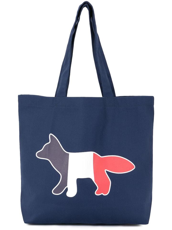 Maison Kitsuné Logo Print Tote - Blue