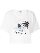 Saint Laurent Cropped Palm Print T-shirt - White