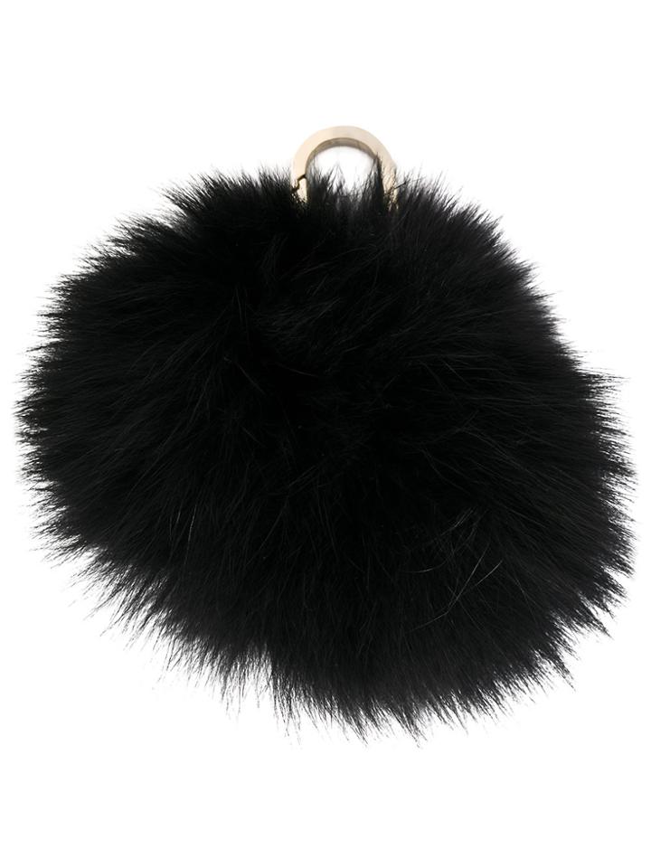 Yves Salomon Pom Pom Bag Charm - Black