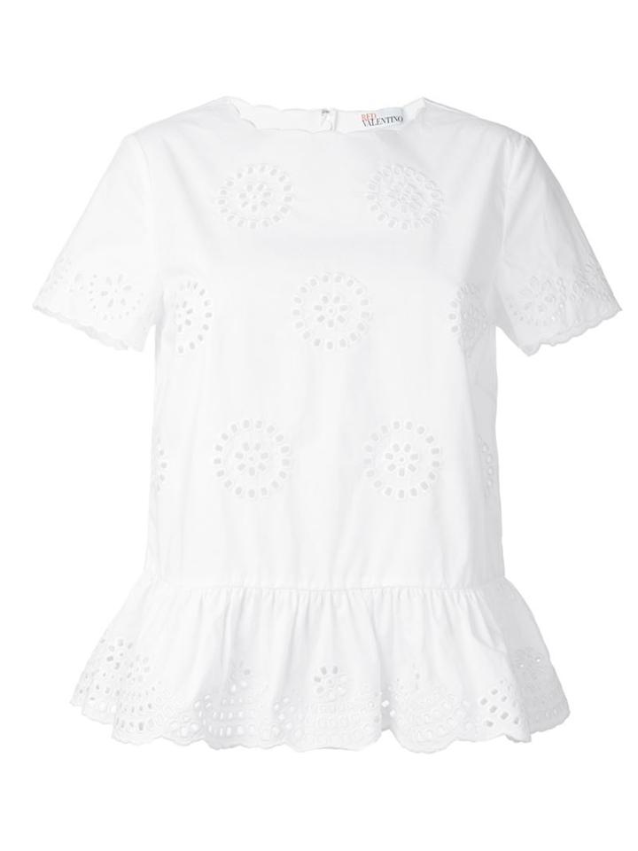 Red Valentino Peplum Top, Women's, Size: 44, White, Cotton/polyester