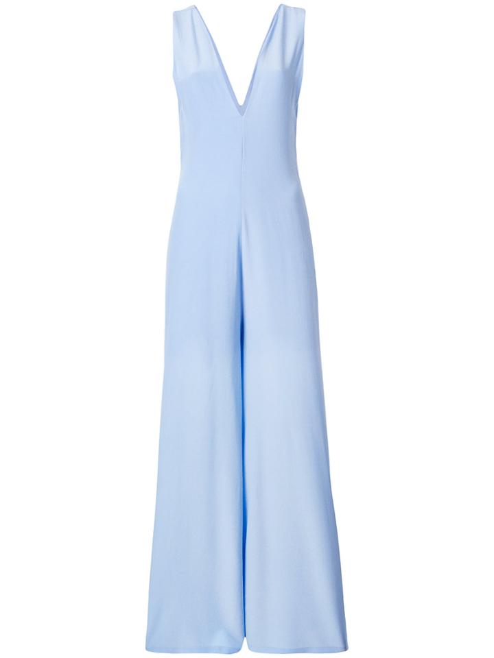 Semicouture Plunge Jumpsuit - Blue