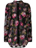 Msgm Sheer Floral Embroidered Shirt - Black