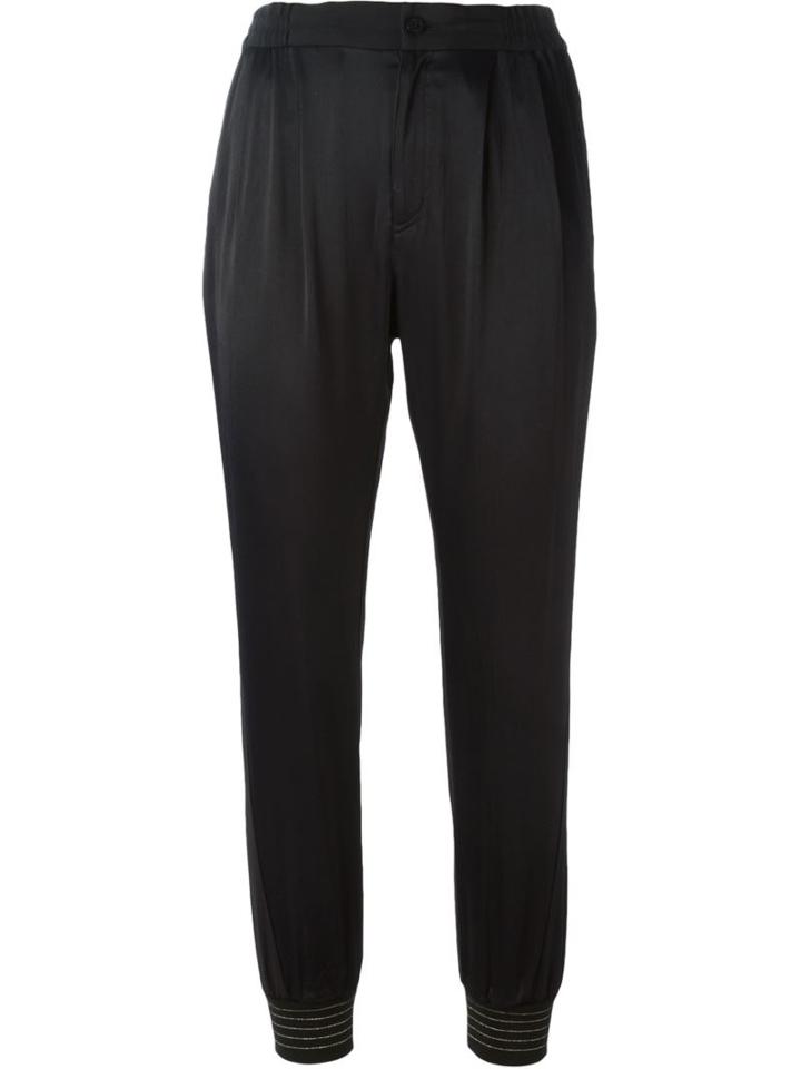 Tsumori Chisato Sheen Track Pants, Women's, Size: 2, Black, Polyurethane/rayon/polyester/cotton