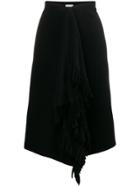 Balenciaga Fringe Detail Knee Length Skirt - Black
