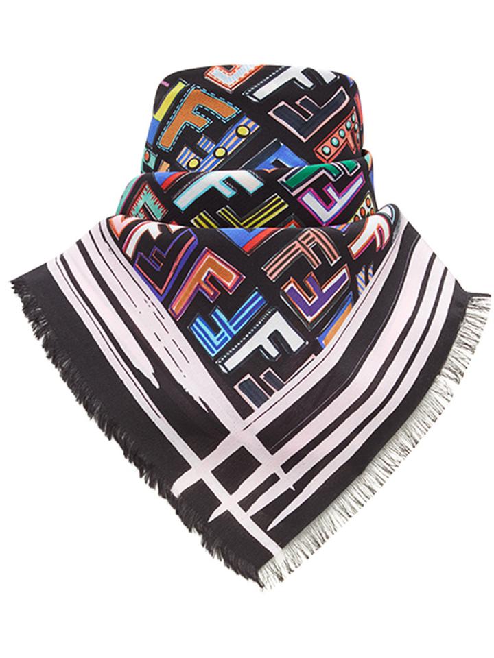 Fendi Logo Square Scarf - Black